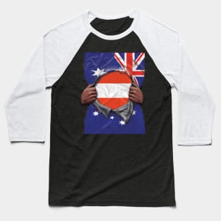 Austria Flag Australian Flag Ripped - Gift for Austrian From Austria Baseball T-Shirt